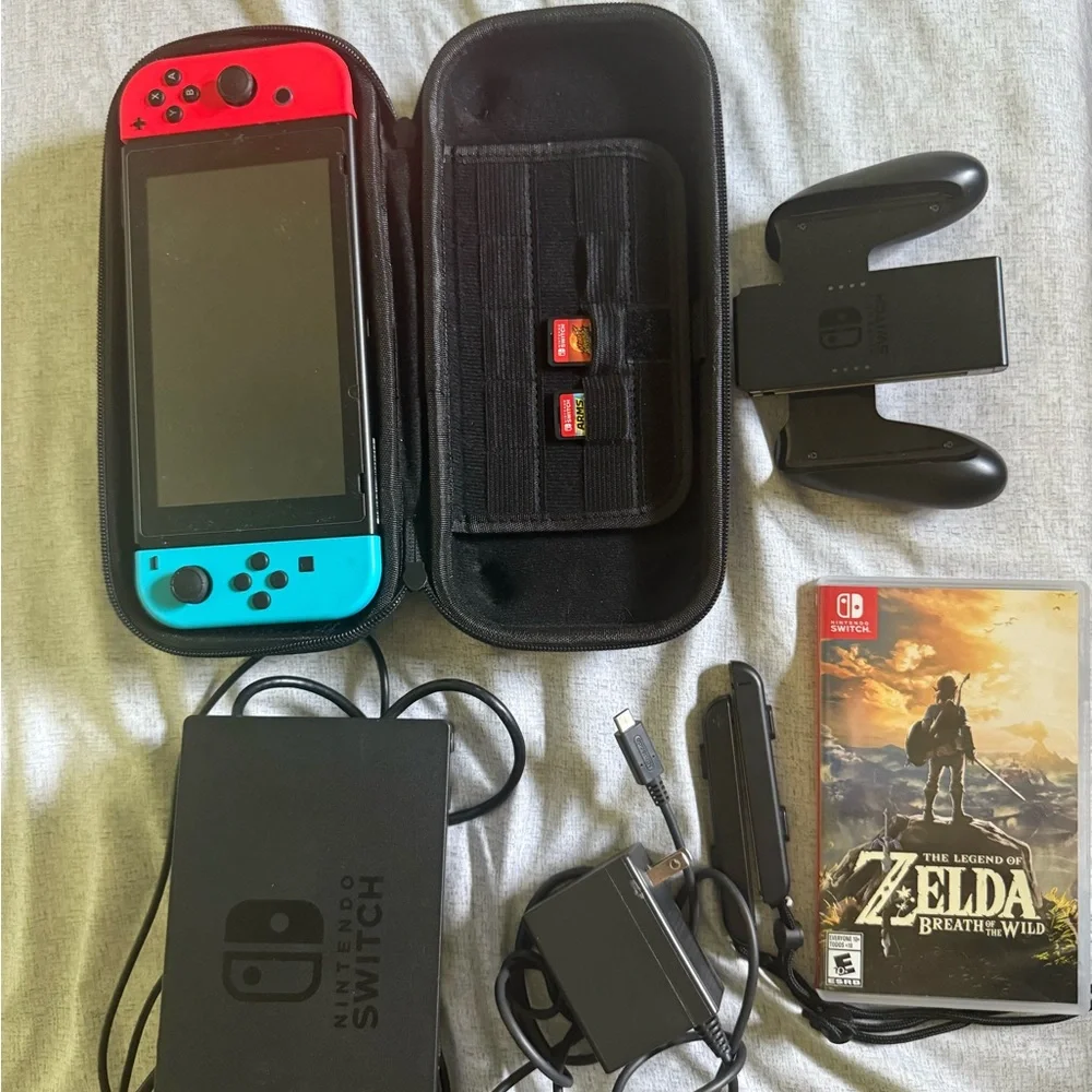Nintendo Switch with Vibrant Red and Blue Joy-Con